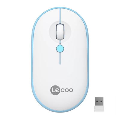 Lenovo - Lenovo Lecoo WS212 Kablosuz 1600DPI 4 Tuşlu Beyaz & Mavi Optik Mouse