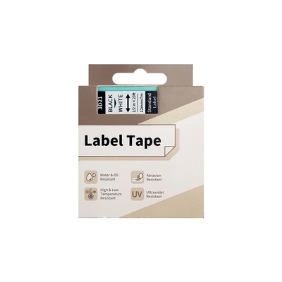 AIMO - AIMO 3D21 Black on White Label Tape Ribbon 12mm x 7m - D1600