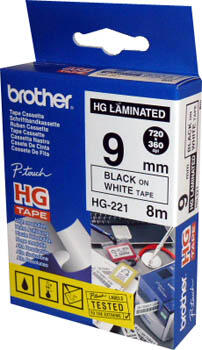 Brother HG221 Black On White Label Ribbon 9mm x 8m 