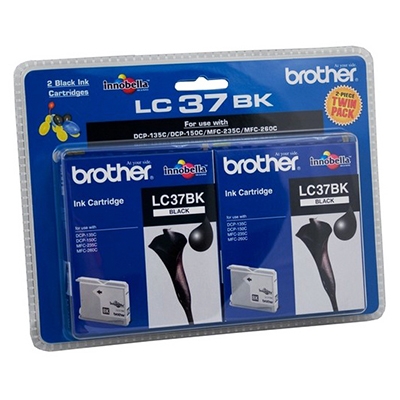 Brother LC37BK Black Dual Pack Original Cartridge - DCP-110C / DCP-115C - 1