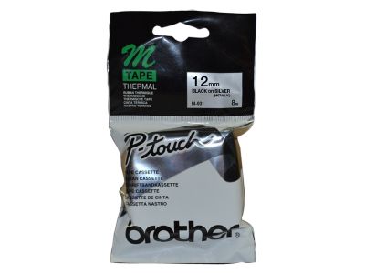 Brother M-931 Gümüş Üzerine Siyah P-Touch Etiket 12mm - PT-55 / PT-60 / PT-80 (T6251) - 1