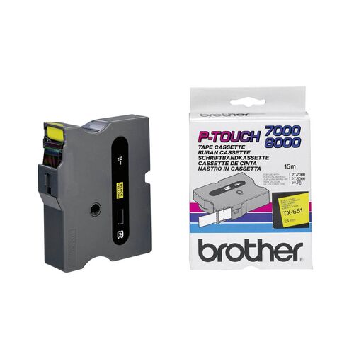 Brother TX-651 Sarı Üstüne Siyah Orjinal Etiket Şeridi - 24mm x 15m (T15087) - 1