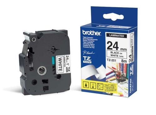 Brother TZ-251 (24MM) Beyaz Lamine Etiket (T8201) - 1