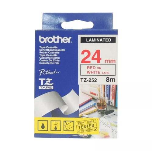 Brother TZ-252 (24MM) Kırmızı Lamine Etiket (T7970) - 1