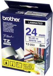 Brother TZ-253 (24MM) Beyaz Üzerine Mavi Etiket (T6399) - 1