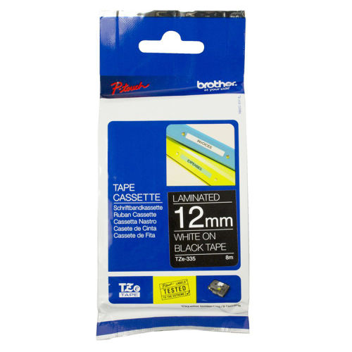 Brother TZE-335 (12MM) Siyah Lamine Etiket (T7524) - 1