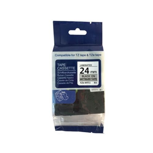 Brother TZe-M951 Black On Matte Grey Compatible Label Ribbon 24mm x 8m - PT-3600 - 1