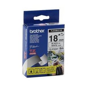 Brother TZFX241 (TZe-FX241) 18MM Beyaz Üzerine Siyah Esnek Laminasyonlu Etiket (T7336) - 1