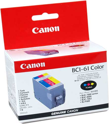 Canon BC-61 (0968A008) Color Original Cartridge - BJC-7000 / BJC-8000 (T8606) 