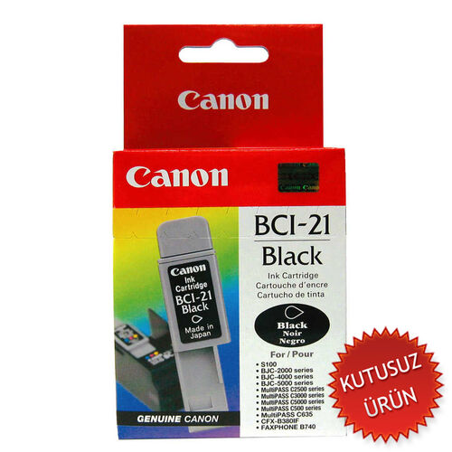 Canon BCI-21BK (0954A373AA) Black Original Ink Cartridge - BJC-2000 / BJC-2100 (Without Box) (T13360) - 1