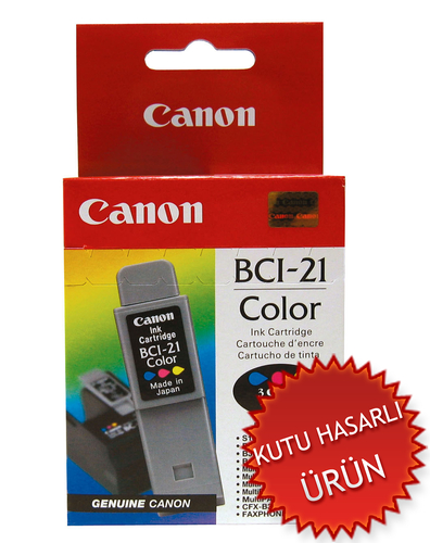 Canon BCI-21C (0955A003) Color Original Ink Cartridge - BJC-2000 / BJC-2100 (Damaged Box) (T17557) - 1