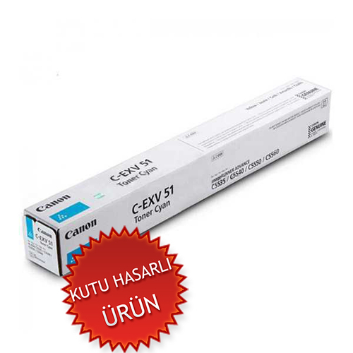 Canon C-EXV51L (0485C002) Cyan Original Toner - IR-C5535i / IR-C5540i (Damaged Box) - 1