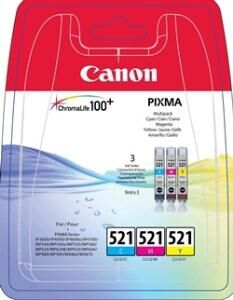 Canon CLI-521CMY (2934B010AA) 3'lü Set Kartuş - MP540 / MP620 (T1576) - 2