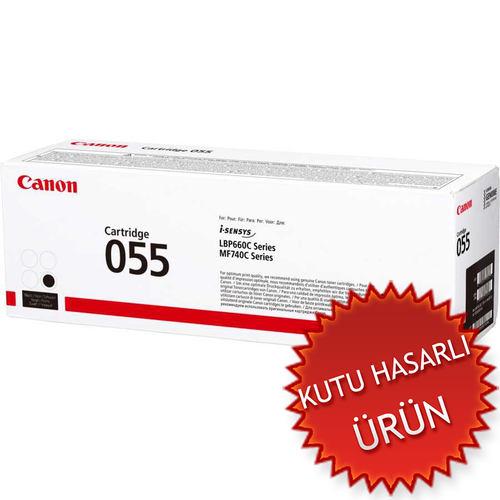 Canon CRG-055BK (3016C002) Black Original Toner Cartridge - LBP662Cdw / MF742Cdw (Damaged Box)