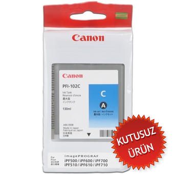 Canon PFI-102C (0896B001) Cyan Original Cartridge - IPF500 / IPF600 / IPF700 (Without Box) (T7914) 