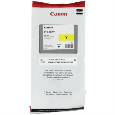 Canon PFI-207Y (8792B001) Yellow Original Cartridge - İPF680 / İPF685 (T6714) 