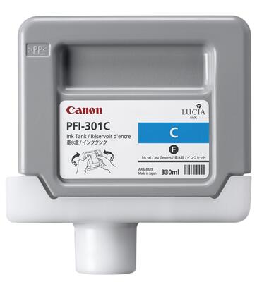 Canon PFI-301C (1487B001) Cyan Original Cartridge 330 Ml. - iPF8000 / iPF8100 (T13128) 