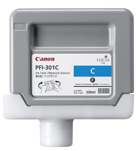 Canon PFI-301C (1487B001) Cyan Original Cartridge 330 Ml. - iPF8000 / iPF8100 (T13128) - 1