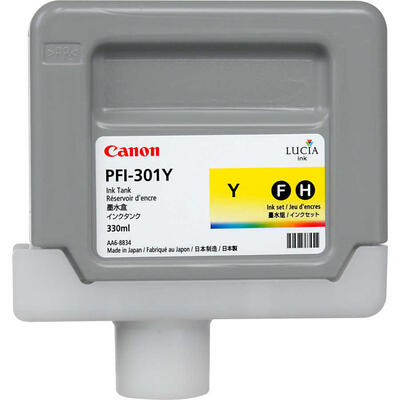 Canon PFI-301Y (1486B001) Yellow Original Cartridge 330 Ml. - iPF8000 / iPF8100 (T13129) 