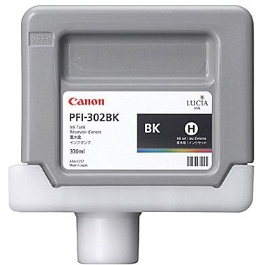 Canon PFI-302BK (2216B001AA) Black Original Cartridge 330 Ml. - iPF8000 / iPF8100 (T2491) - 1