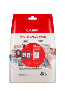 Canon PG-46 / CL-56 (9059B003) Dual Pack Original Cartridge + 50 Photography Paper - E204 / E304 (T7145) - 2