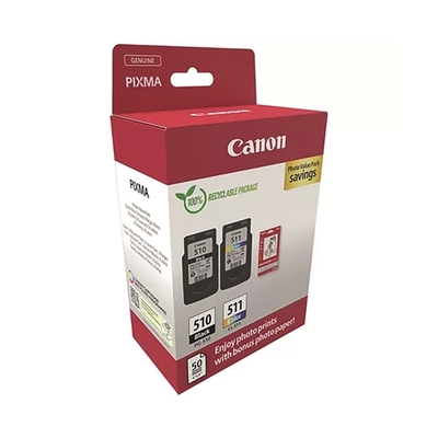 CANON - Canon PG-510 / CL-511 (2970B017) 2 Pack Original Cartridge (With Photo Value Paper Gift) - MX340