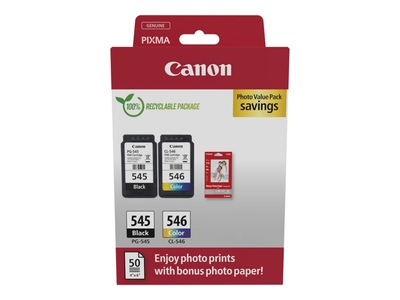 CANON - Canon PG-545 / CL-546 (8287B008) Dual Pack Original Cartridge - MG2450 / MG2550 (Photo Paper Gift)