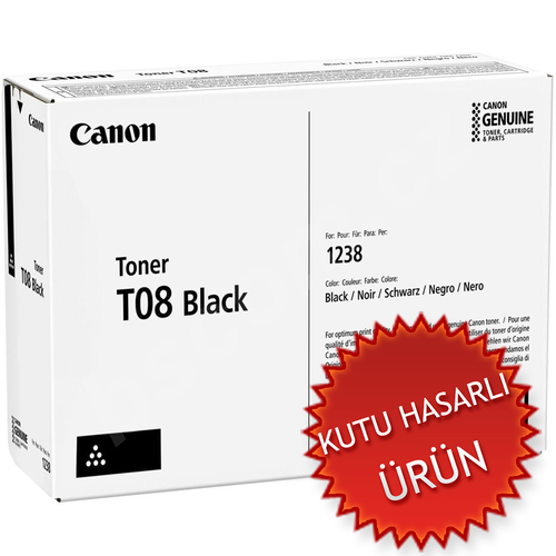 Canon T08 (3010C006) Black Original Toner - LBP1238 / MF1238 (Damaged Box) (T17836) - 1