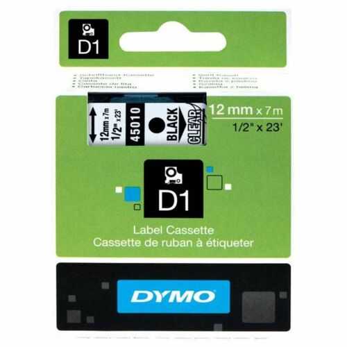 Dymo 45010 Şeffaf Üzerine Siyah Etiket Şeridi (T15869) - 1