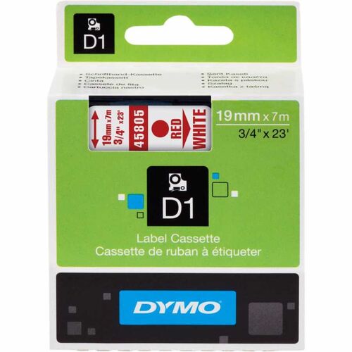 Dymo 45805 Beyaz Kırmızı D1 Yedek Şerit 19mm x 7mt - S0720850 (T16337) - 1