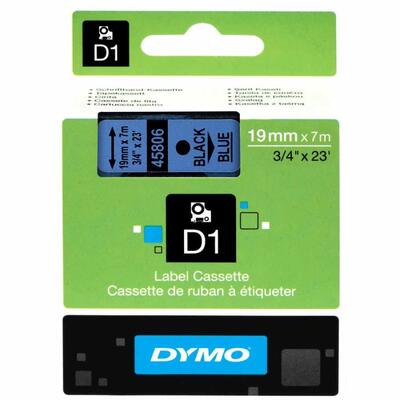 Dymo 45806 D1 Blue Black Spare Strip 19mm x 7m 