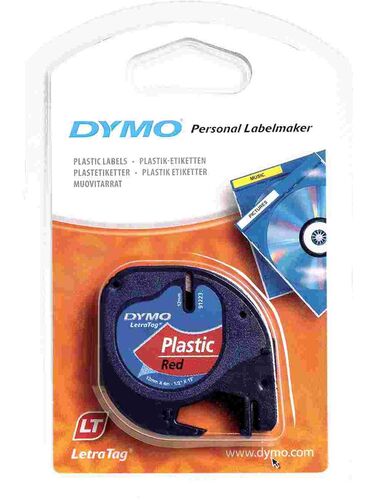 Dymo 91203 Beyaz Üzerine Kırmızı Şerit 12mm x 4m (T16290) - 1