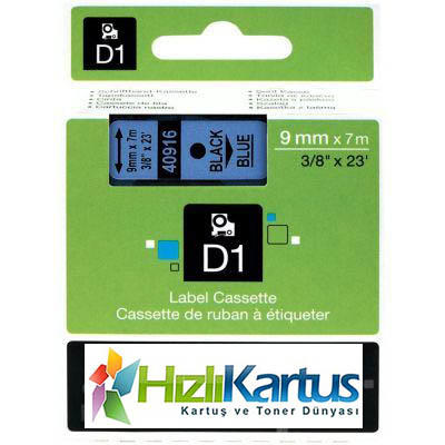 Dymo D1 40916 Black On Cyan Compatible Label Ribbon 9mm x 7m 