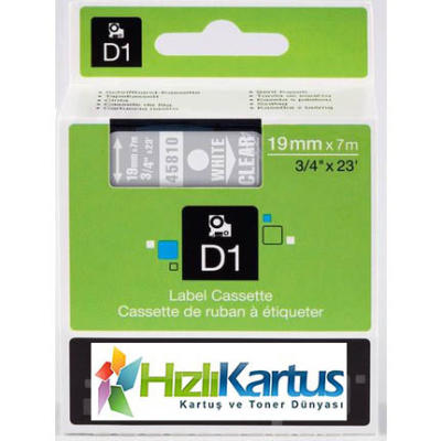 Dymo D1 45810 Black On Transparent Compatible Label 19mm x 7m 