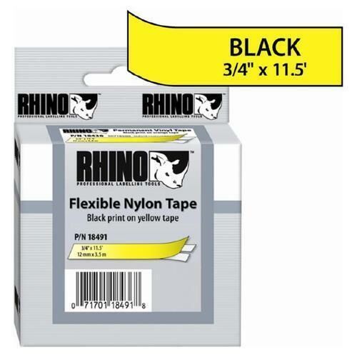 Dymo Rhino Pro 18756 Sarı-Siyah Naylon Şerit 12mm x 3.5m (T16348) - 1