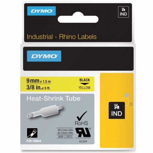 Dymo RhinoPro 18054 Sarı-Siyah 9 mm x 1.5 m Orjinal Şerit (T16358) - 1