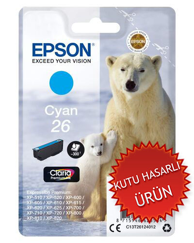 Epson C13T261240 (26) Cyan Original Cartridge - XP-600 (Damaged Box)