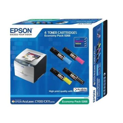 Epson C13S050268 4lü Set Orjinal Toner - C1100 / CX11 (T5613) - 1