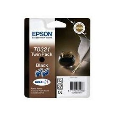 EPSON - Epson C13T032142 (T0321) Twin Pack Black Original Cartridge - Stylus C70 / C80