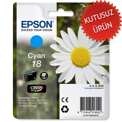 Epson C13T18024020 (18) Cyan Original Cartridge - XP-202 (Without Box)