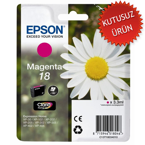 Epson C13T18034020 (18) Magenta Original Cartridge - XP-202 (Without Box)