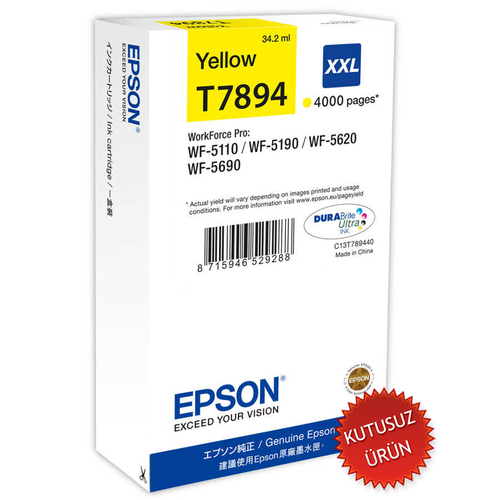 Epson C13T789440 (T7894) Yellow Original Cartridge - WF-5110 / WF-5190 (Without Box)