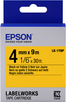 Epson C53S651002 (LK-1YBP) Sarı Üzerine Siyah Orjinal Etiket Şeridi - LW-400 / LW-600P (T11354) - 1