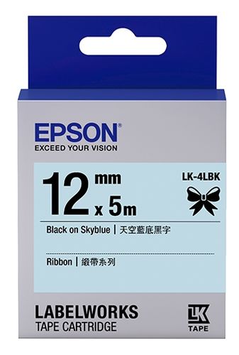 Epson C53S654032 (LK-4LBK) Black on Sky Blue Original Label Ribbon - LW-400 - 1