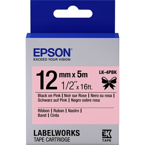 Epson C53S654013 (LK-4PBK) Pembe Üzerine Siyah Orjinal Etiket Şeridi - LW-400 (T11363) - 1