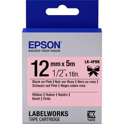 Epson C53S654013 (LK-4PBK) Black On Pink Original Label Ribbon - LW-400 