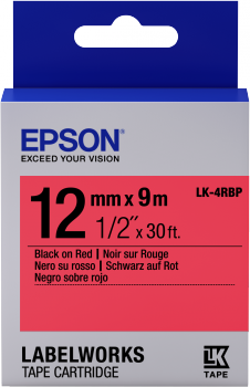 Epson C53S654007 (LK-4RBP) Kırmızı Üzerine Siyah Orjinal Etiket Şeridi - LW-400 (T11356) - 1