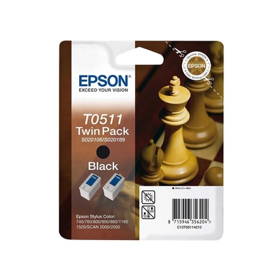 EPSON - Epson T0511 (C13T05114220) Twin Pack Black Original Cartridge - Stylus Color 1160