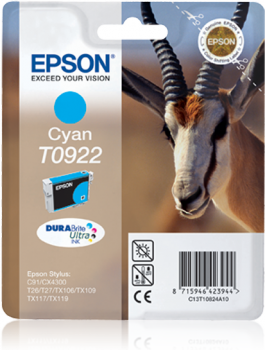 Epson C13T10824A10 (T0922) Cyan Original Cartridge - Stylus CX4300 