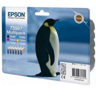 Epson C13T55974010 (T5597) 6lı Paket Multipack Orjinal Kartuş - Stylus Photo RX700 (T1880) - 1